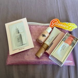 Glossier solar paint, cloud paint, ultra lip, and nite shine bundle